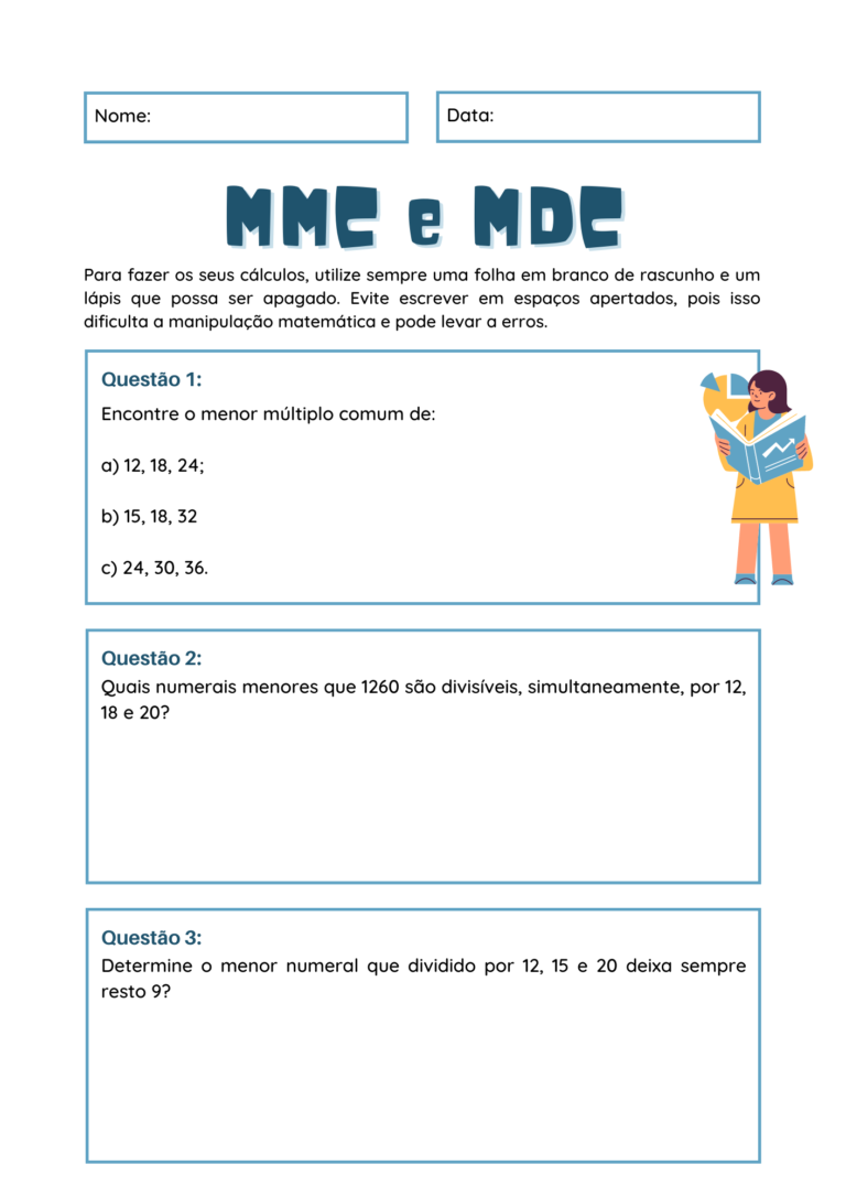 Matemática frações MMC e MDC gabarito BL Apoio Pedagógico