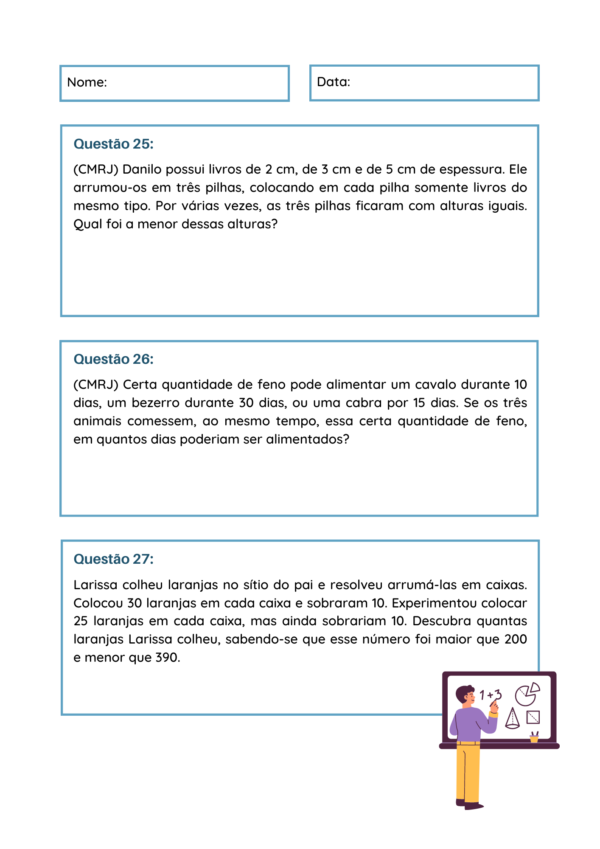 Atividade MDC e MMC, PDF, Tempo